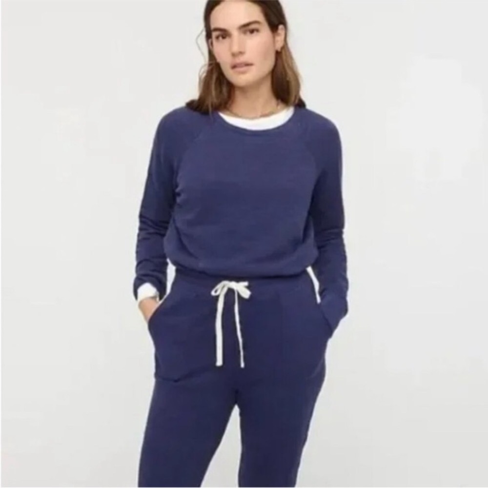 J CREW VINTAGE FLEECE BLUE CREW NECK SWEATSHIRT WOMENS MEDIUM